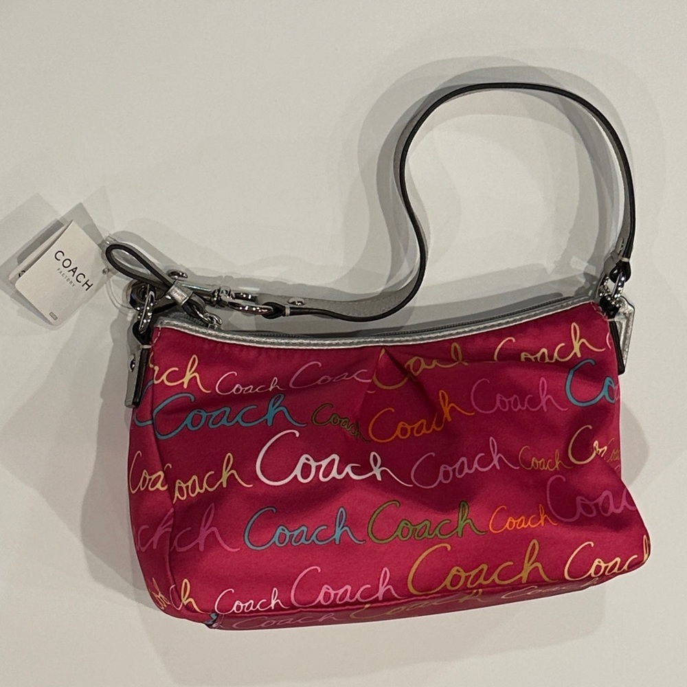 Coach Pink Multicolor Signature Shoulder Bag